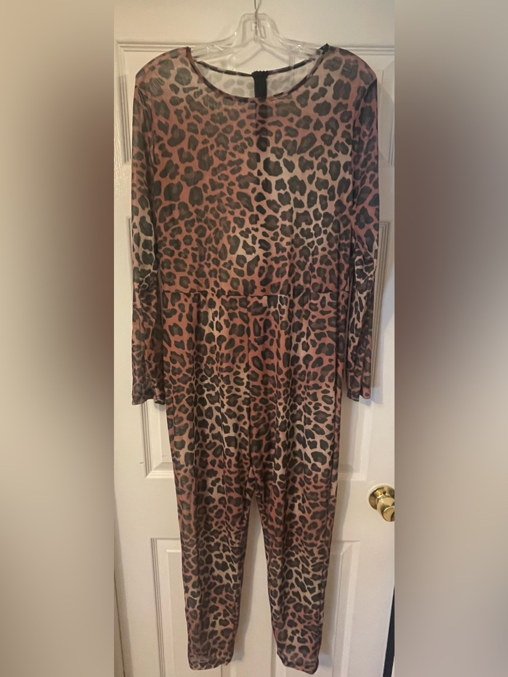 Sheer Leopard Print Jumpsuit - Brown & Black Animal Print